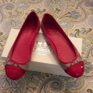 Coach signature red flats EUC size 7